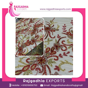 Tela de encaje de lujo de alta calidad hecha a mano bordada con cuentas de Organza nuevo diseño decoración embellecedora para vestidos de novia - Product Image 2