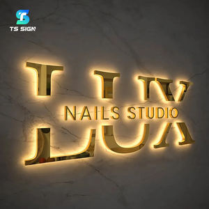 Enseigne en métal rétroéclairée personnalisée, enseigne lumineuse LED pour entreprise en extérieur, lettres en relief éclairées par halo, logo de réception éclairé, enseigne murale illuminée - Product Image 1