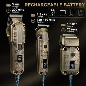 Máquina de Cortar Cabello Eléctrica Profesional para Hombre, Kit de Aseo, Acero Inoxidable, Inalámbrica, Bilingüe Francés - Product Image 6