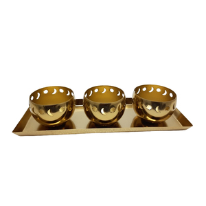 Venta caliente bandeja de forma cuadrada de metal con cuatro cuencos tamaño mediano acabado dorado cuencos decorativos de mesa personalizados a granel - Product Image 5