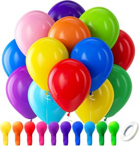 Ballons en latex arc-en-ciel assortis, lot de 100, 12 pouces, ronds, pour hélium, couleurs vives - Product Image 1
