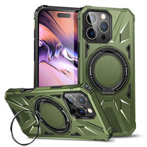 เคส iPhone 16 Pro 6.3 นิ้ว รุ่น Tough Case พร้อมขาตั้งแม่เหล็กแบบหมุนได้ขนาดใหญ่ สีเขียว - Product Image 1