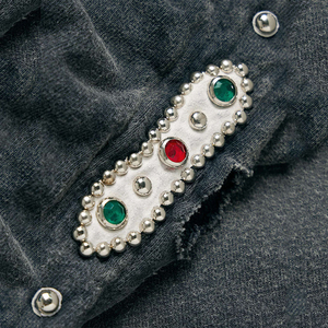 เสื้อฮู้ดสำหรับผู้ชายประดับคริสตัลแต่งลายสตรีทหนังนิ่มแต่งลายได้ตามต้องการ - Product Image 4