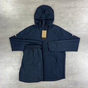 Nouveau survêtement unisexe personnalisé survêtement ensemble 2 pièces Patchwork coupe-vent plaine Baggy survêtement pour hommes à capuche et short - Product Image 1