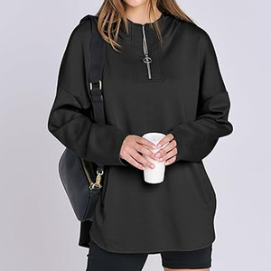 Nouveau Pull à Capuche Hiver Femme Oversize Personnalisé en Coton/Polyester Molletonné Demi-Zip Qualité Supérieure – Collection 2025 – Vente en Gros - Product Image 2