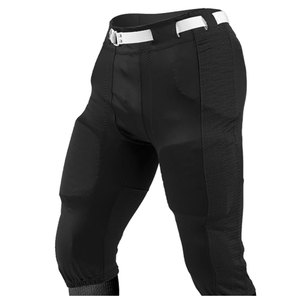 Pantalon de football noir rembourré pour homme avec ceinture blanche, coupe athlétique, toutes saisons, couleur unie, matière en polyester mesh - Product Image 1