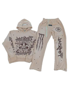 Ensemble de survêtement décontracté pour homme OEM 2026 tendance : sweat à capuche et pantalon de jogging en coton, couleur unie, délavé à l'acide, léger, deux pièces, pour l'hiver - Product Image 1