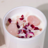 Bougie parfumée à la lavande et à la vanille, cristaux de quartz rose, pétales de rose séchés, cire de soja naturelle, artisanale, biologique, barres Diwali