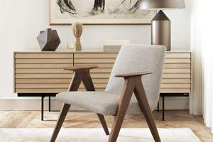 Fauteuil nordique en velours Loisirs Wingback - Product Image 2