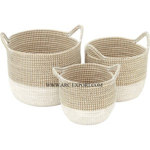 Set of 3 Different Size Rattan Fruits and Vegetables <b>Storage</b> <b>Baskets</b> <b>Round</b> Shape Metal and Rattan Classic Table Top Fruit <b>Basket</b> - Product Image 4