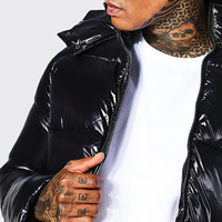 Veste d'hiver matelassée pour homme, tailles S-6XL, noire, avec capuche, rembourrage 100% polyester, personnalisable, style streetwear, extérieur en toile de coton