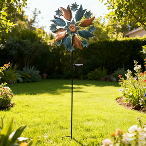 WONDER GARDEN Outdoor Metall-Kunstdeko Windspiel Windmühle Kinetische Rost-Wetterbeständige Bodenmontierte Skulptur für Garten und Terrasse - Product Image 4