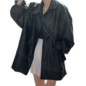 แจ็กเก็ตหนังกระดุมแถวเดียวสไตล์เกาหลีสำหรับผู้หญิงแจ็กเก็ตสไตล์ใหม่ทรงหลวมอเนกประสงค์เสื้อแจ็คเก็ตคู่ฤดูใบไม้ร่วง - Product Image 1