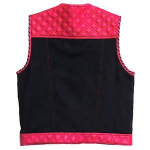 Gilet de motard de style club, couleur noir et rouge, respirant, style vintage, vêtements d'extérieur en cuir véritable pour homme - Product Image 2