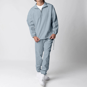 Oem Personnalisable Haute Qualité Hoodies Unisexe Nylon Quarter Zip Bleu Clair Cache Cuff Luxury Hoodies Street Wear - Product Image 2