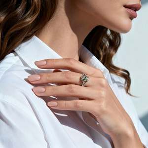 Jeulia Hug Me Two Tone Sea Turtle Moss Agate Engagement <b>Ring</b> - Product Image 6