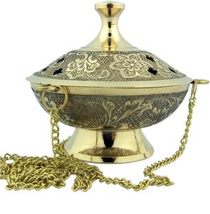 Set of 2 Decorative Brass Incense <b>burner</b> Charcoal Censer Warmer Antique Copper & <b>Silver</b> Hanging Incense <b>Burner</b> - Product Image 5