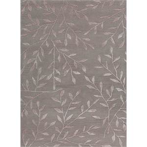 Alfombra Aurelia Tra-15055 de Lana y Viscosa, Tejida a Mano, con Diseño Floral de Diamantes en Gris y Negro, Rectangular, de Pared a Pared, para Hogar y Auto - Product Image 1