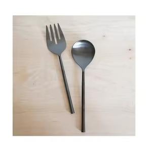 Cuchara para Ensalada o Servidor de Ensalada de Acero Inoxidable de Alta Calidad, Color Negro, para el Hogar y Restaurantes, Juego de Cubiertos Modernos - Product Image 1