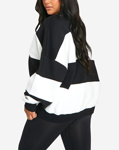 Venta al por mayor nueva llegada 2026 bloque de color sudadera de las mujeres 100% de algodón de lana 500GSM cómodo señoras Sudadera con capucha - Product Image 5