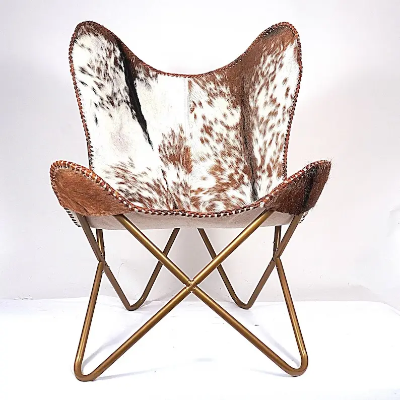 Leather Butterfly Chair Cowhide Hair On Living Room Garden Chair Relaxing