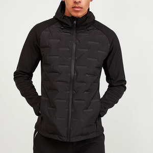 Manteau d'hiver matelassé en toile pour homme, doublure épaisse en laine, col montant, logo frontal, respirant et coupe-vent – Vente chaude usine - Product Image 1