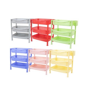 Multi-Functional 3 Tier Folding Stackable PP Plastic <b>Storage</b> Shelf Waterproof Organizer <b>Rack</b> <b>for</b> <b>Kitchen</b> & Bathroom - Product Image 2