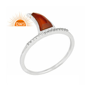 Best Selling Fine Sterling Silver Natural Cz & <b>Red</b> Onyx Gemstone Horn Design Stackable Ring Custom Jewelry Manufacturer - Product Image 1