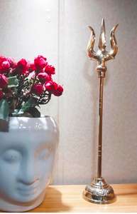 Fait à la main en laiton doré saint Shiva Trishul avec poignée Sculptures Figurine Statue déclaration pièces décor articles cadeaux - Product Image 3