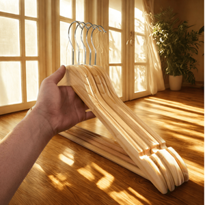 Perchas de Madera para Trajes con Revestimiento de Terciopelo, Antideslizantes, con Gancho para Hombros, para Armarios, Hoteles y Tiendas de Ropa - Product Image 5