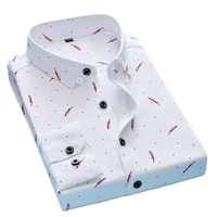 Chemises pour hommes personnalisées robe de bureau formelle chemise décontractée en coton à manches longues col montant motif imprimé teint en fil nouveau nylon