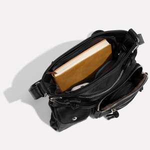 Women's Vintage Multi-Pocket Leather <b>Shoulder</b> Bag Single <b>Strap</b> Tassel Geometric Genuine Leather Polyester Zip for Summer Winter - Product Image 2