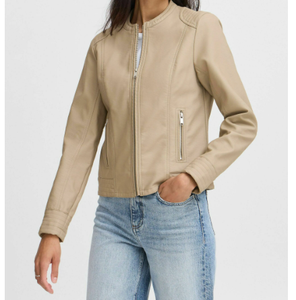 แจ็กเก็ตหนังแกะแท้ซิปเต็มสำหรับผู้หญิงเสื้อแจ็คเก็ตแฟชั่นหนังแกะแท้ - Product Image 1