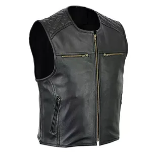 Nouveau gilet noir de taille personnalisée en cuir de vachette véritable style motard pour hommes en gilet en cuir de vélo de haute qualité - Product Image 5