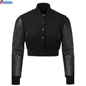 Vestes universitaires courtes en cuir personnalisées, couleurs, tailles et logo personnalisés, vestes universitaires courtes pour femmes, vestes universitaires courtes pour femmes, best-sellers - Product Image 3