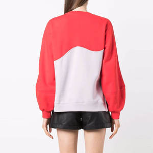 Sudadera de mujer de algodón francés con bordado de logotipo personalizado, de gran tamaño, color sólido, hombros caídos y cuello redondo. - Product Image 1