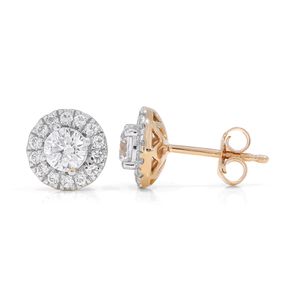 <b>Cute</b> Round Moissanite Flower Design Stud <b>Earrings</b> - Product Image 3