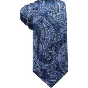 Cravatta Classica da Uomo Tasso Elba in Seta Blu Navy con Motivo Paisley, Design Floreale Jacquard, Materiale Lana e Poliestere, Taglia Regolare, Confezione Regalo - Product Image 1