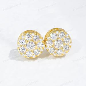 Customized 11mm VVS Moissanite Brilliant Cut Pave Sterling <b>Silver</b> Unisex <b>Stud</b> Earrings Hip Hop Style Gold Plating GRA Gift - Product Image 2
