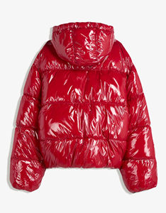 Nouvelle veste bouffante rouge brillante personnalisée à la mode pour hommes légère et élégante imperméable à capuche fermeture à glissière chaude veste décontractée d'hiver - Product Image 6