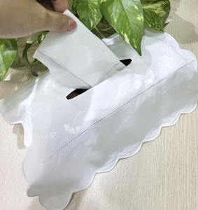 Broderie Blanc Coeur Boîte À Mouchoirs Couverture Rectangle Boîte À Mouchoirs Titulaire Pétoncle Boarder Blanc sur Blanc Coton Maison Hôtel Décoration - Product Image 1