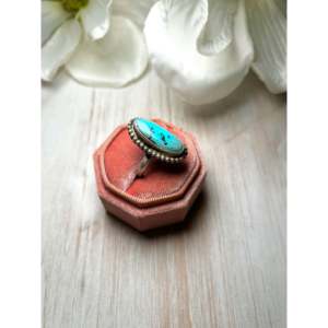 Anillo Eli Skeets de Turquesa y Plata de Ley con Turquesa Sleeping Beauty, Talla 6.25, Engaste con Baño de Oro Rosa, Piedras Preciosas Naturales, Regalo - Product Image 2