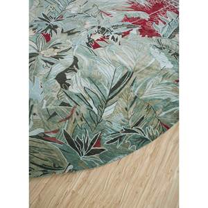 พรมขนสัตว์ผสมไหมถักมือลายดอกกุหลาบสีเขียว รุ่น SLR-7069 (CS-01) สำหรับห้องนั่งเล่น ห้องโถง ทางเดิน ห้องพักผ่อน รูปทรงสี่เหลี่ยมผืนผ้า - Product Image 2