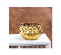 Ensemble de 3 pots de fleurs et jardinières dorées Vaisselle de table Décoration de la maison Taille et forme personnalisées Fabricant de gros Exportateur