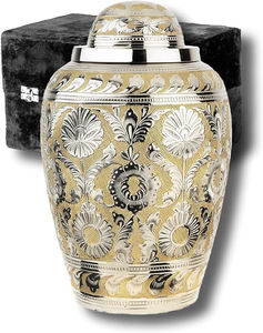 Urnas de cremación de latón y mármol de alta calidad, soporte para cenizas de metal sólido para adultos, urna más duradera del fabricante de aluminio amarillo - Product Image 2