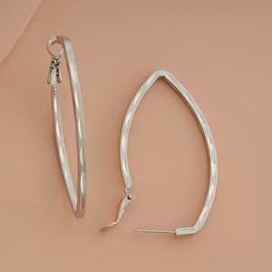 Boucles d'oreilles créoles tendance en or 14K, or rose 18K avec placage rhodium, motif géométrique religieux orné de diamants, zircons et perles - Product Image 3