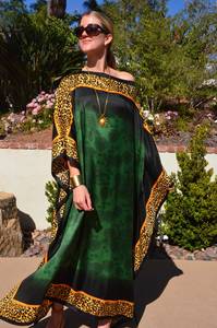 Caftán bohemio informal de verano al por mayor para mujer, cuello en V, cintura Natural ecológica, estampado Digital Maxi estilo marroquí de talla grande - Product Image 5