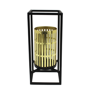 Ensemble de 2 bougeoirs décoratifs pour la maison en verre et fer avec socle en bois support de bougie en PC noir mat mort - Product Image 6