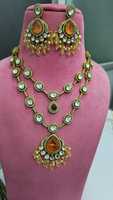 Ensemble collier et boucles d'oreilles traditionnels indiens de qualité supérieure pour femmes, pierres Polki, pour mariages, fiançailles, fêtes, cadeau - Magnifique laiton