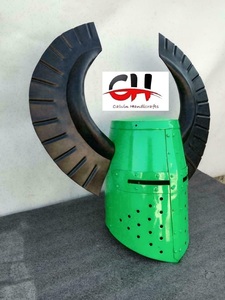 หมวกกันน็อคนักรบแฟนตาซียุคกลางหมวกกันน็อคอัศวินฮาโลวีนดีไซน์เขาทำจากโลหะ - Product Image 4